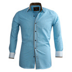 Reversible Cuff Long-Sleeve Button-Down Shirt I // Light Blue (XL)