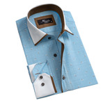 Reversible Cuff Long-Sleeve Button-Down Shirt I // Light Blue (3XL)