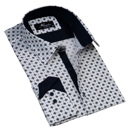 Reversible Cuff Button-Down Shirt // Gray + White + Black (2XL)