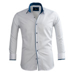 Reversible Cuff Button-Down Shirt // White + Blue (L)
