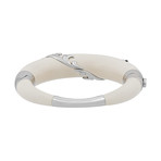 Nouvelle Bague Foglie d' Acanto 18k White Gold Diamond + White Enamel Bangle Bracelet