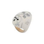 Nouvelle Bague 18k Two-Tone Gold Diamond + White Enamel Ring // Ring Size: 7