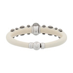 Nouvelle Bague Kenya 18k White Gold Diamond + White Enamel Bangle Bracelet