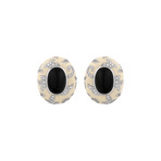 Nouvelle Bague Foglie d'Acanto 18k White Gold Diamond + Onyx + White Enamel Earrings