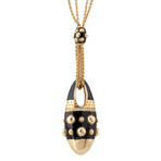 Nouvelle Bague Kenya 18k Yellow Gold Diamond + Black Enamel Necklace