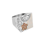 Nouvelle Bague India Preziosa 18k Two-Tone Gold Diamond + White Enamel Ring // Ring Size: 9
