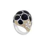 Nouvelle Bague Kenya 18k White Gold Diamond + Enamel Ring // Ring Size: 7.5