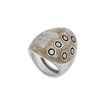 Nouvelle Bague India Preziosa 18k White Gold Diamond + Tan Enamel Ring // Ring Size: 6.75