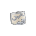 Nouvelle Bague Kenya 18k White Gold Diamond + White Enamel Ring // Ring Size: 5.75