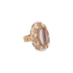 Nouvelle Bague 18k Rose Gold Diamond + White Enamel Ring // Ring Size: 6.5
