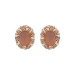 Nouvelle Bague 18k Rose Gold Diamond + Quartz + White Enamel Earrings