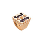 Nouvelle Bague 18k Rose Gold Diamond + Sapphires + White Enamel Ring // Ring Size: 7.5