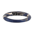 Nouvelle Bague Kenya 18k Rose Gold Diamond + Navy Blue Enamel Bangle Bracelet