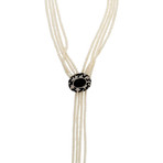 Nouvelle Bague Foglie d'Acanto 18k White Gold Diamond + Onyx Pearl + Black Enamel Necklace