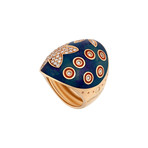 Nouvelle Bague India Preziosa 18k Rose Gold Diamond + Teal Blue Enamel Ring // Ring Size: 7