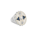 Nouvelle Bague 18k Two-Tone Gold Diamond + White Enamel Ring // Ring Size: 6.75