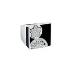 Nouvelle Bague 18k White Gold Diamond + Black Enamel Ring // Ring Size: 6.75