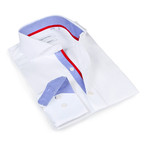 Slim Fit Button-Up Shirt // White + Blue (XL)