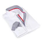Harrison Patterned Button-Up Shirt // White + Black (M)
