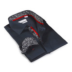 Braedon Floral Print Button-Up Shirt // Charcoal (M)