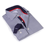 Zaire Checkered Button-Up Shirt // Navy (S)