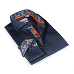 Cullen Bicycle Print Button-Up Shirt // Solid Charcoal (L)