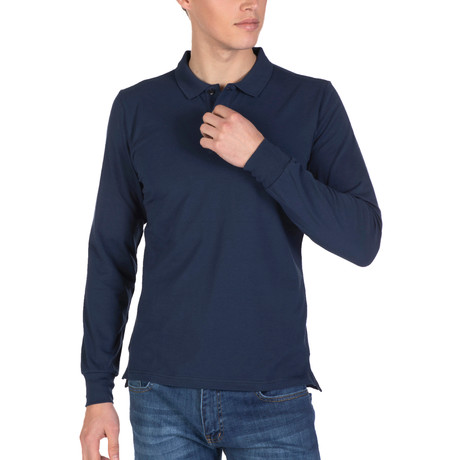 Kyler Long Sleeve Polo Shirt // Navy (S)