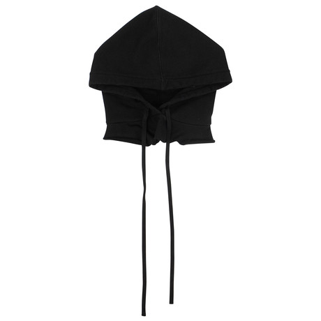 Unravel Project // Cotton Drawstring Hoodie Hat // Black
