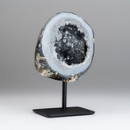 Banded Agate Geode + Metal Stand