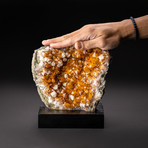 Citrine Crystal Cluster // Calcite + Wooden Stand
