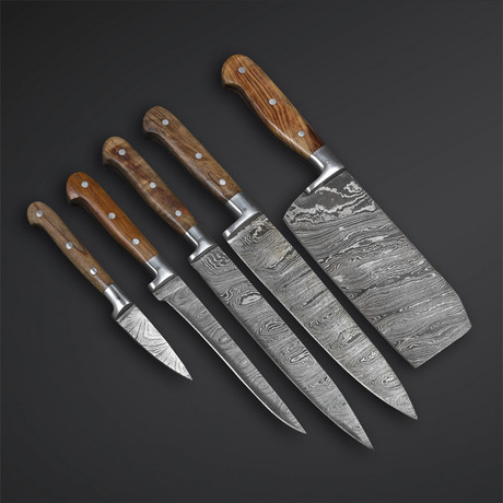 Olive Wood Chef Knives // Set Of 5