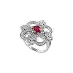 Tresorra 18k White Gold Diamond + Ruby Ring // Ring Size: 6.25 // Pre-Owned