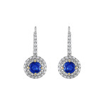 Tresorra 18k White Gold Diamond + Blue Sapphire Drop Earrings // Pre-Owned