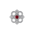 Tresorra 18k White Gold Diamond + Ruby Ring // Ring Size: 6.25 // Pre-Owned