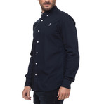 Poplin Long Sleeve Shirt // Navy (Small)