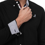 Poplin Long Sleeve Shirt // Black (X-Large)