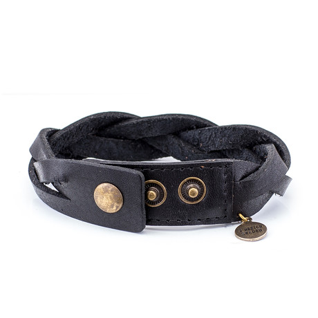 Valentino Braided Leather Bracelet (Black)