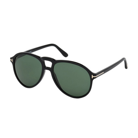 Men's Lennon Sunglasses // Shiny Black + Green