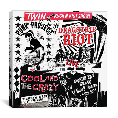 Dragstrip Riot & Cool And The Crazy Double Feature Tribute Poster // Radio Days (12"W x 12"H x 0.75"D)