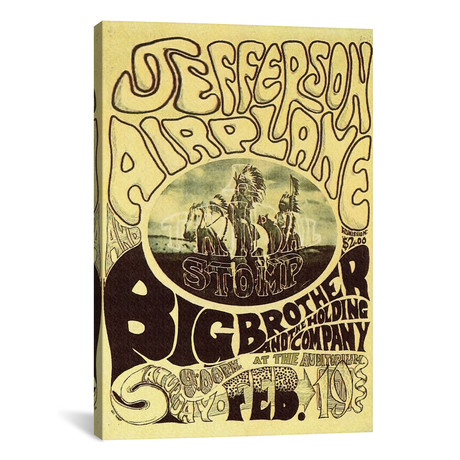 Fillmore Auditorium Concert Poster (Tribal Stomp - Jefferson Airplane & Big Brother And The Holding Company) // Radio Days (12"W x 18"H x 0.75"D)