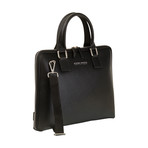 Double Handle Leather Bag (Black)