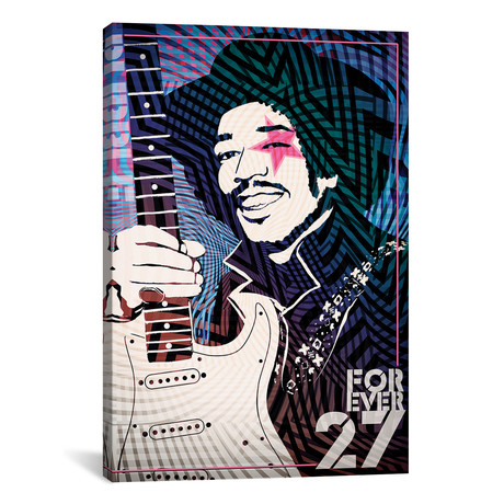 Jimi Hendrix Forever 27 Psychedelic Poster // Radio Days (12"W x 18"H x 0.75"D)