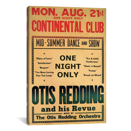 Otis Redding At The Continental Club's Midsummer Dance & Show Handbill, August 1967 // Radio Days (12"W x 18"H x 0.75"D)