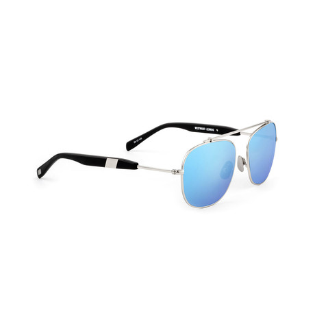 Men's Malcolm No Middle 10 Sunglasses // Silver + Neon Blue