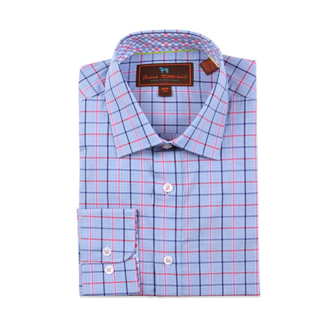 Woven Button Down Plaid Shirt // Pink (S)