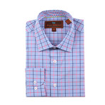 Woven Button Down Plaid Shirt // Pink (M)