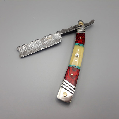 Straight Razor // Bone and Red Wood + Turquoise and Bone Spacers