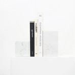 Marble Asymmetric Book Ends (Bianco Carrara)