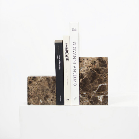 Marble Asymmetric Book Ends (Bianco Carrara)