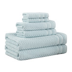 Checkerboard Six-Piece Towel Set (Charcoal Grey)